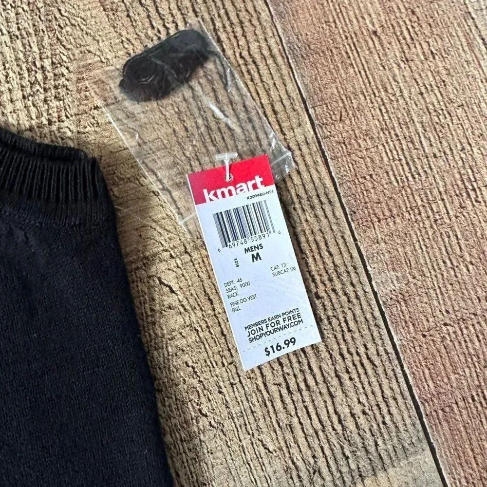 Basic Editions Black v-neck sweater vest men's M